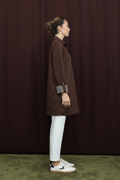 Basıc Pat ve Kol Detaylı Tunik