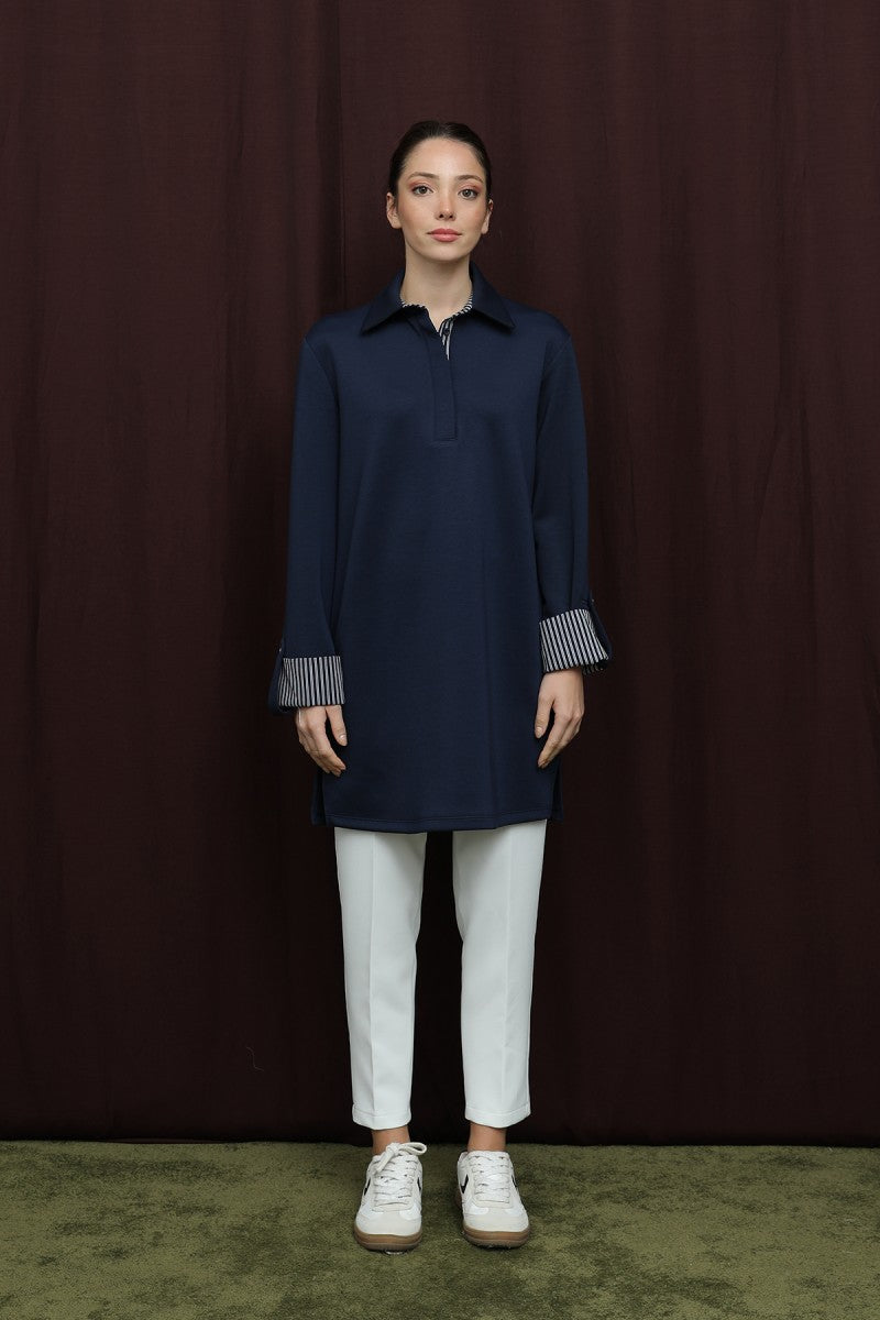 Basıc Pat ve Kol Detaylı Tunik