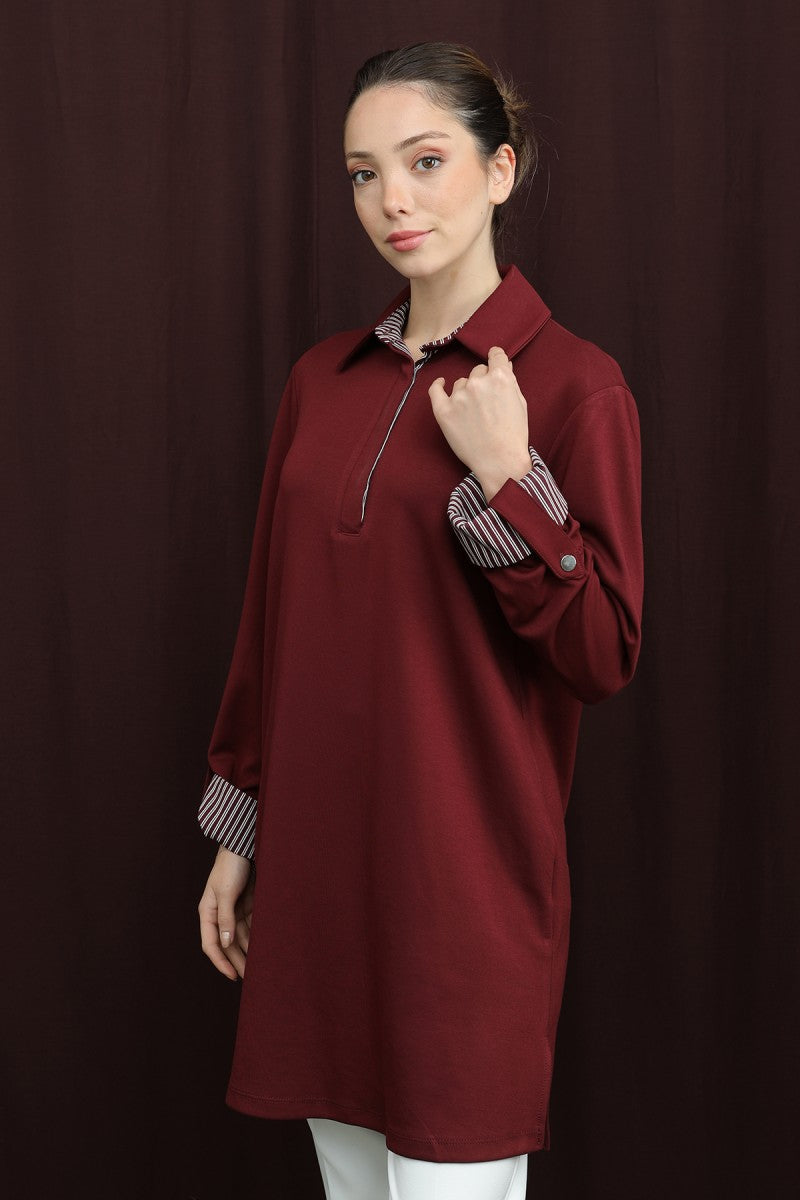 Basıc Pat ve Kol Detaylı Tunik