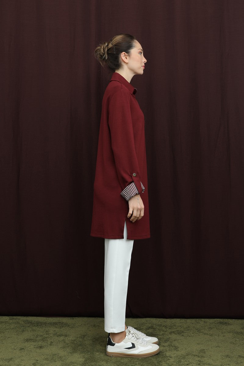 Basıc Pat ve Kol Detaylı Tunik