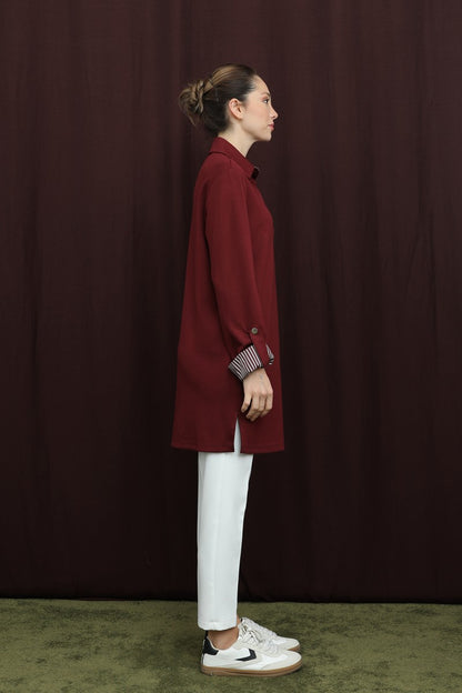 Basıc Pat ve Kol Detaylı Tunik