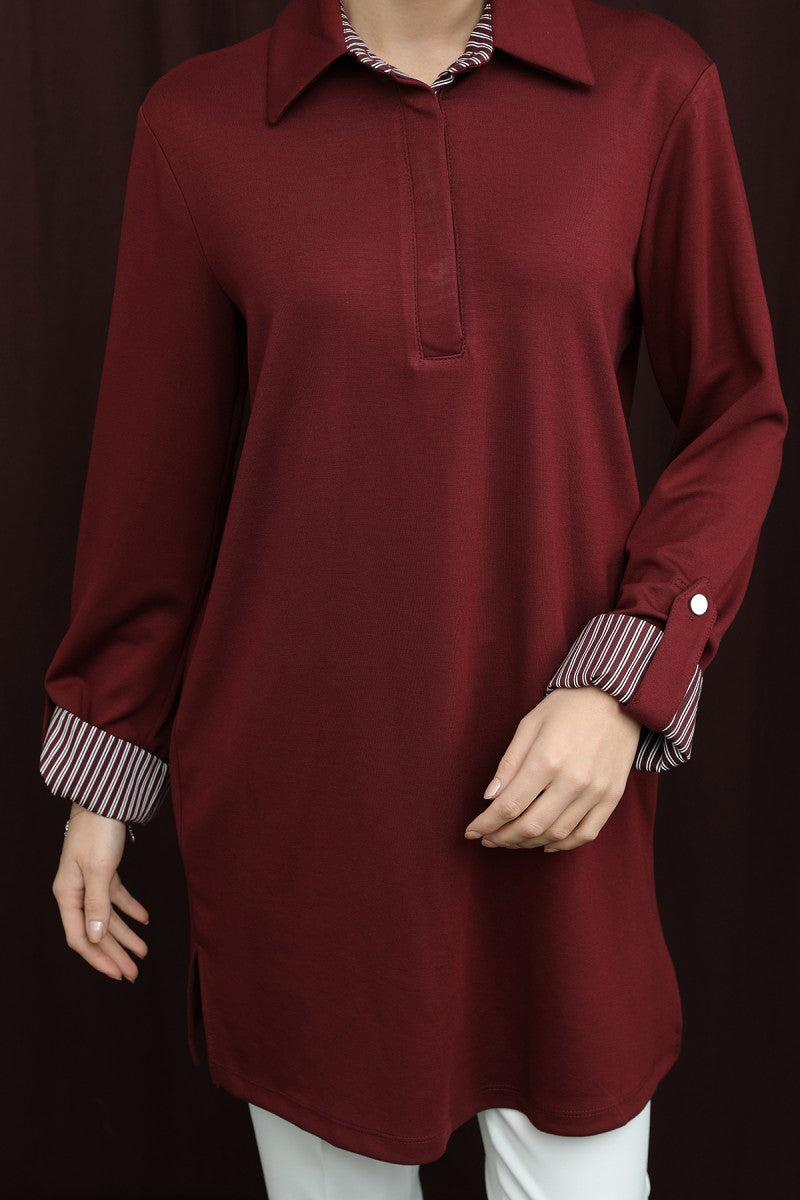 Basıc Pat ve Kol Detaylı Tunik