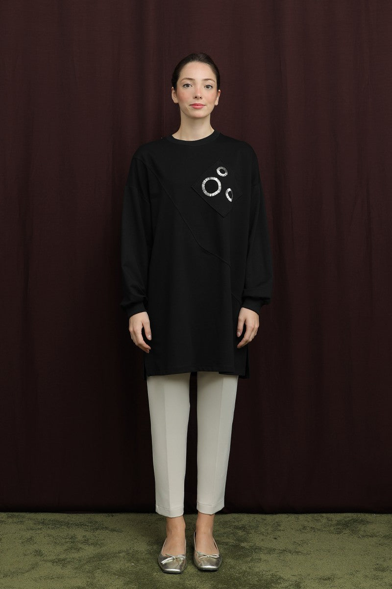 Aplikeli İşlemeli Tunik