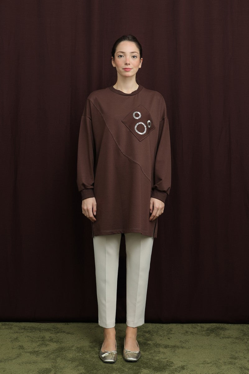 Aplikeli İşlemeli Tunik