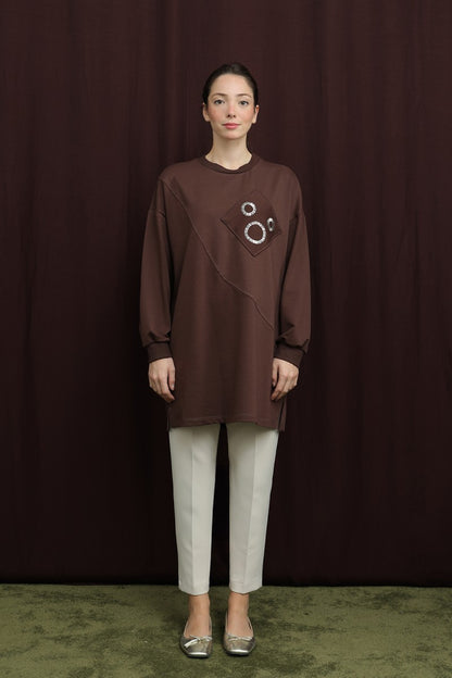 Aplikeli İşlemeli Tunik