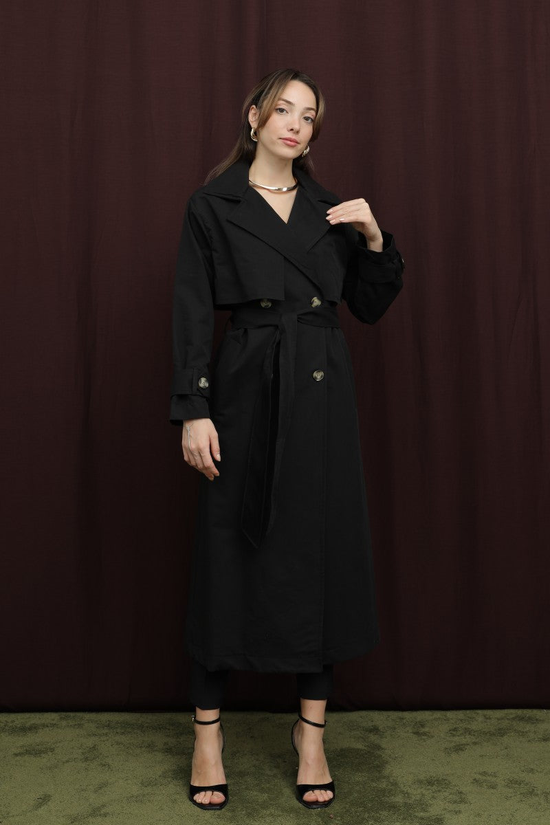 Düğme Detaylı Trenç