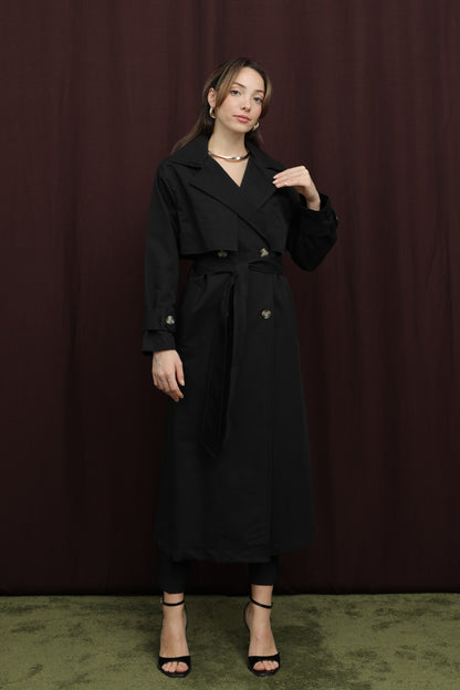 Düğme Detaylı Trenç