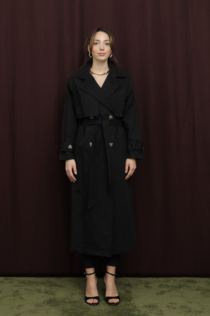 Düğme Detaylı Trenç