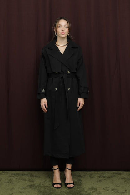 Düğme Detaylı Trenç