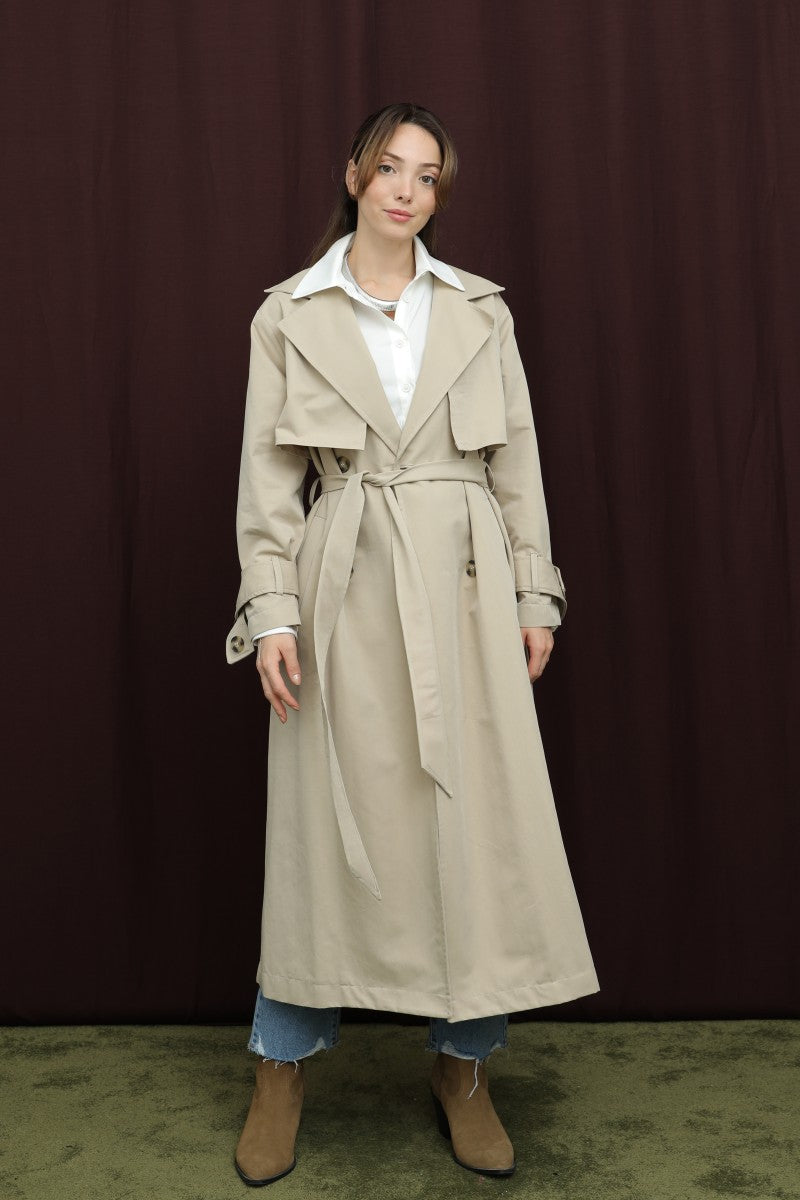 Düğme Detaylı Trenç