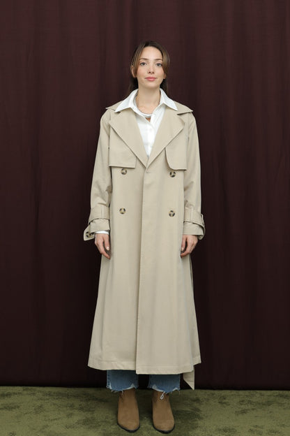 Düğme Detaylı Trenç