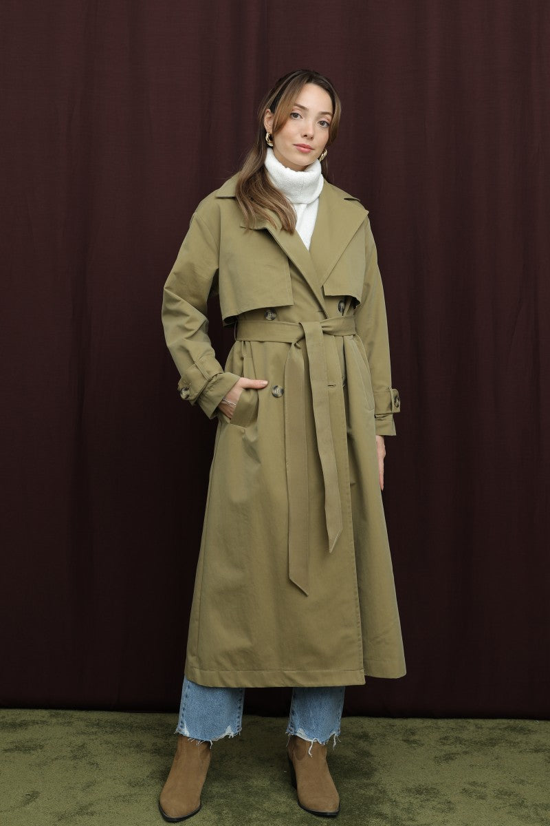 Düğme Detaylı Trenç