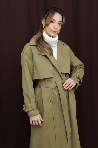 Düğme Detaylı Trenç