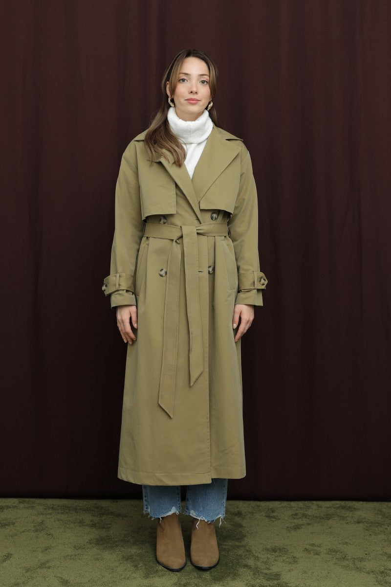 Düğme Detaylı Trenç