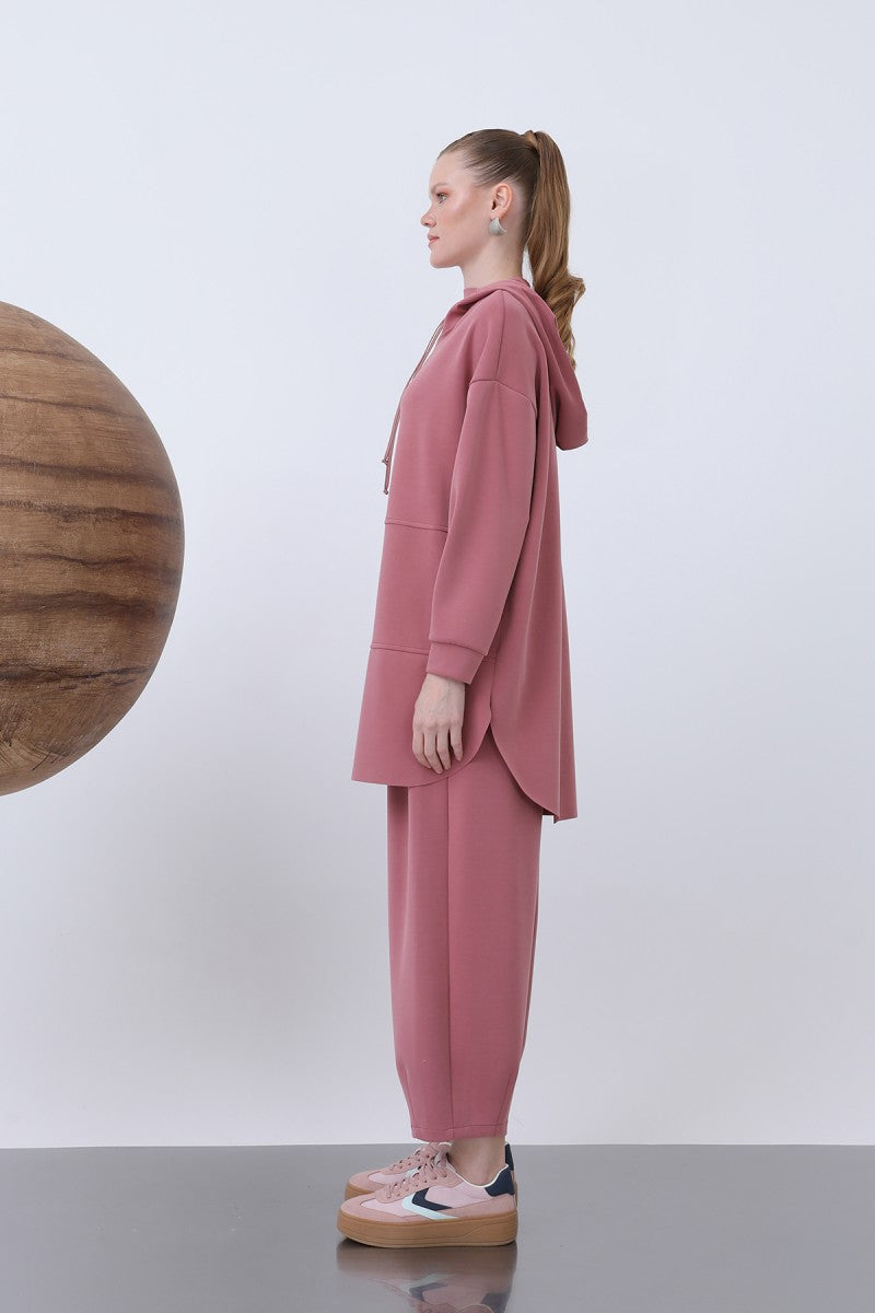 Önü Fermuar Detaylı Kapüşonlu Tunik