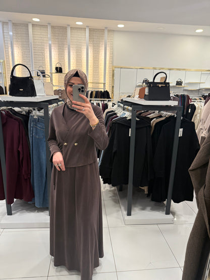 Bağlama Detaylı Ceket Elbise Takım