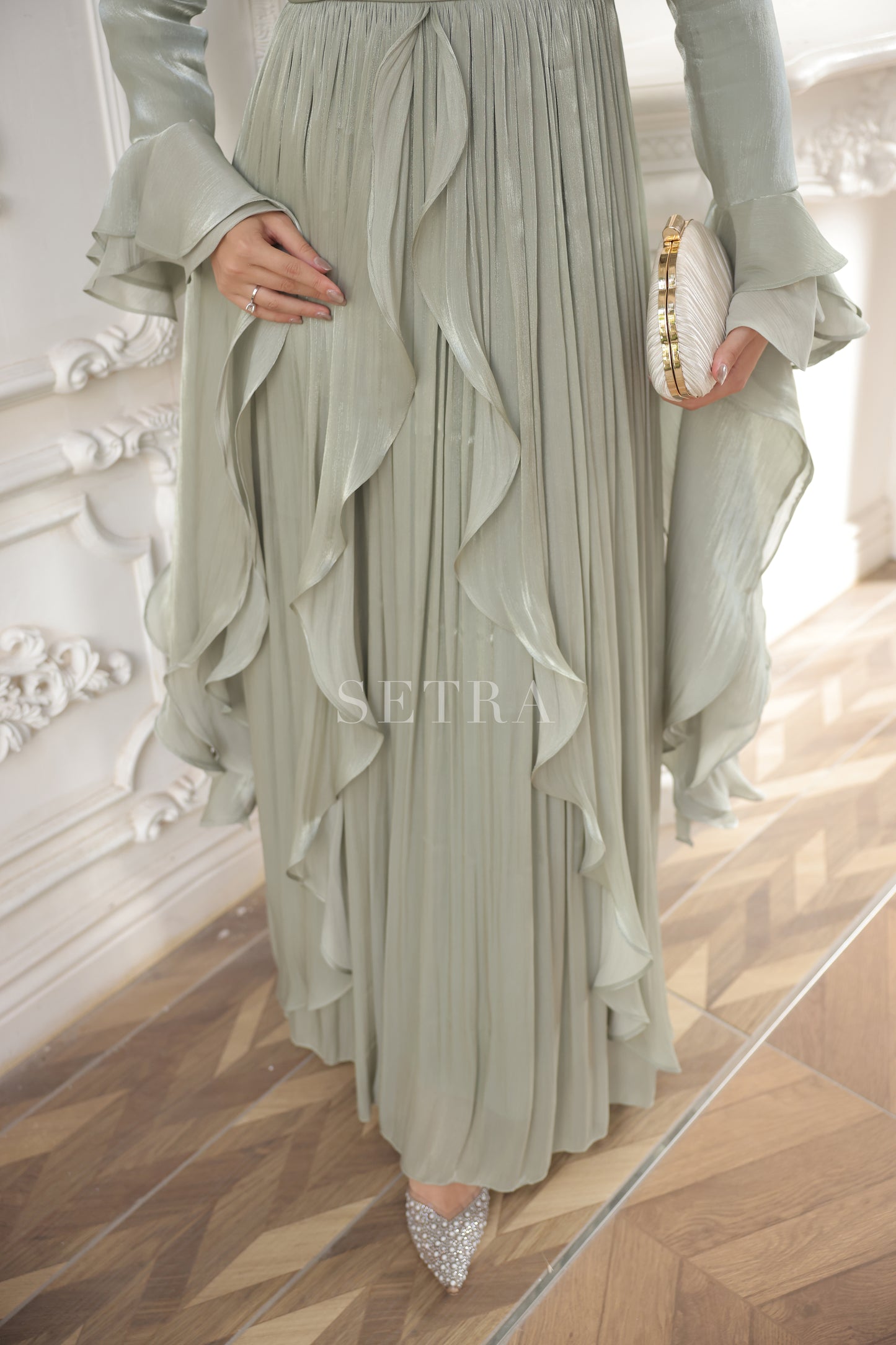 Aura Özel Tasarım Abiye Elbise – Nane Yeşili