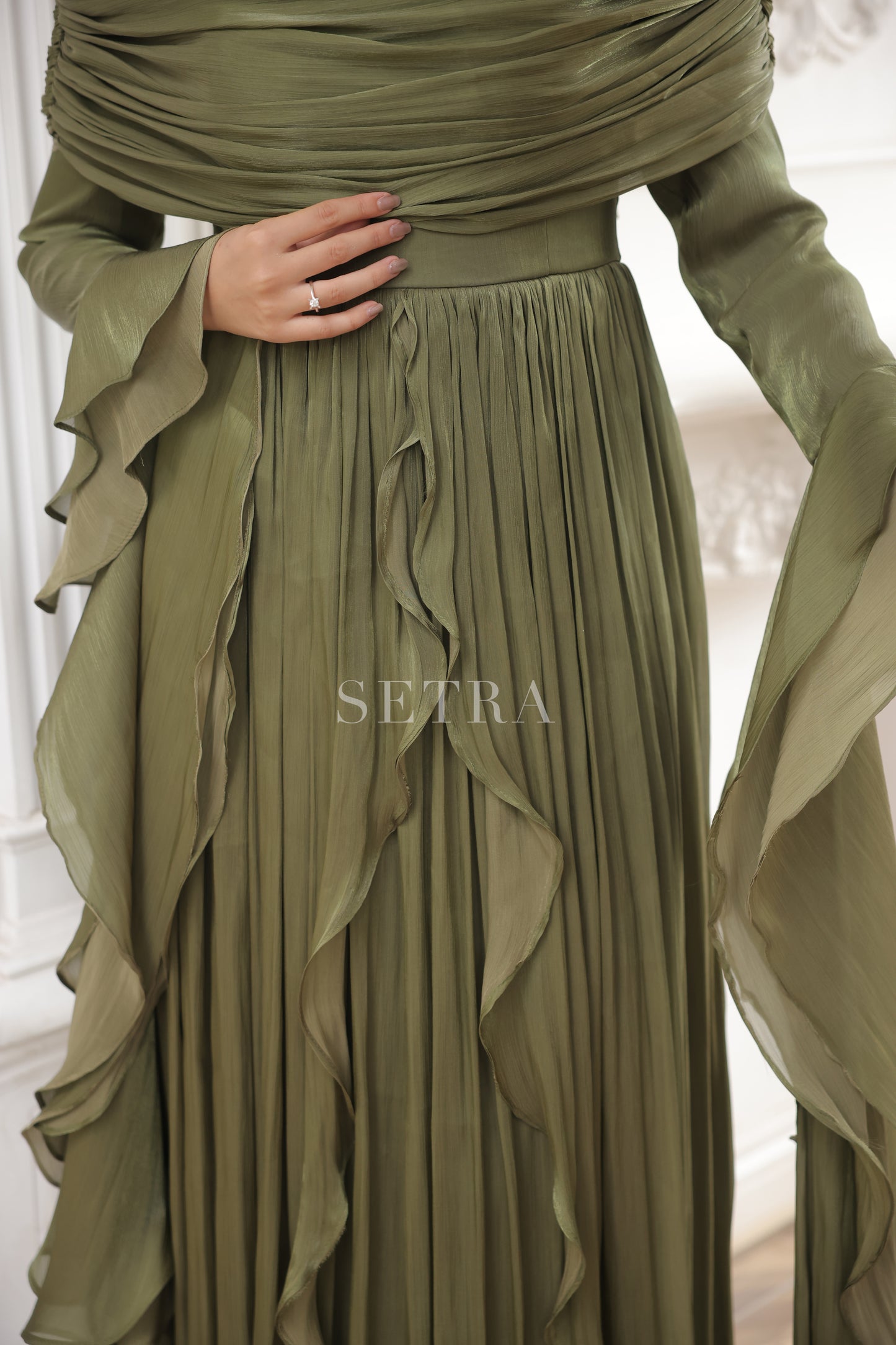 Aura Özel Tasarım Abiye Elbise – A. Zeytin Yeşili