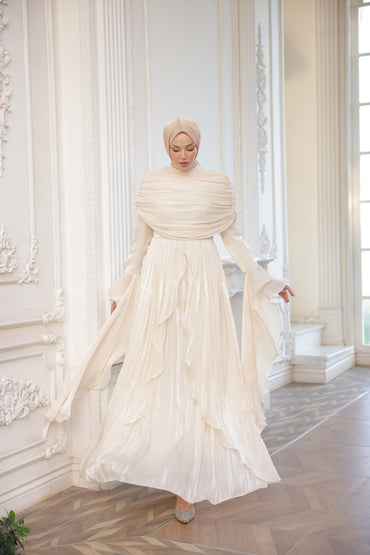 Aura Özel Tasarım Abiye Elbise – Açık Bej