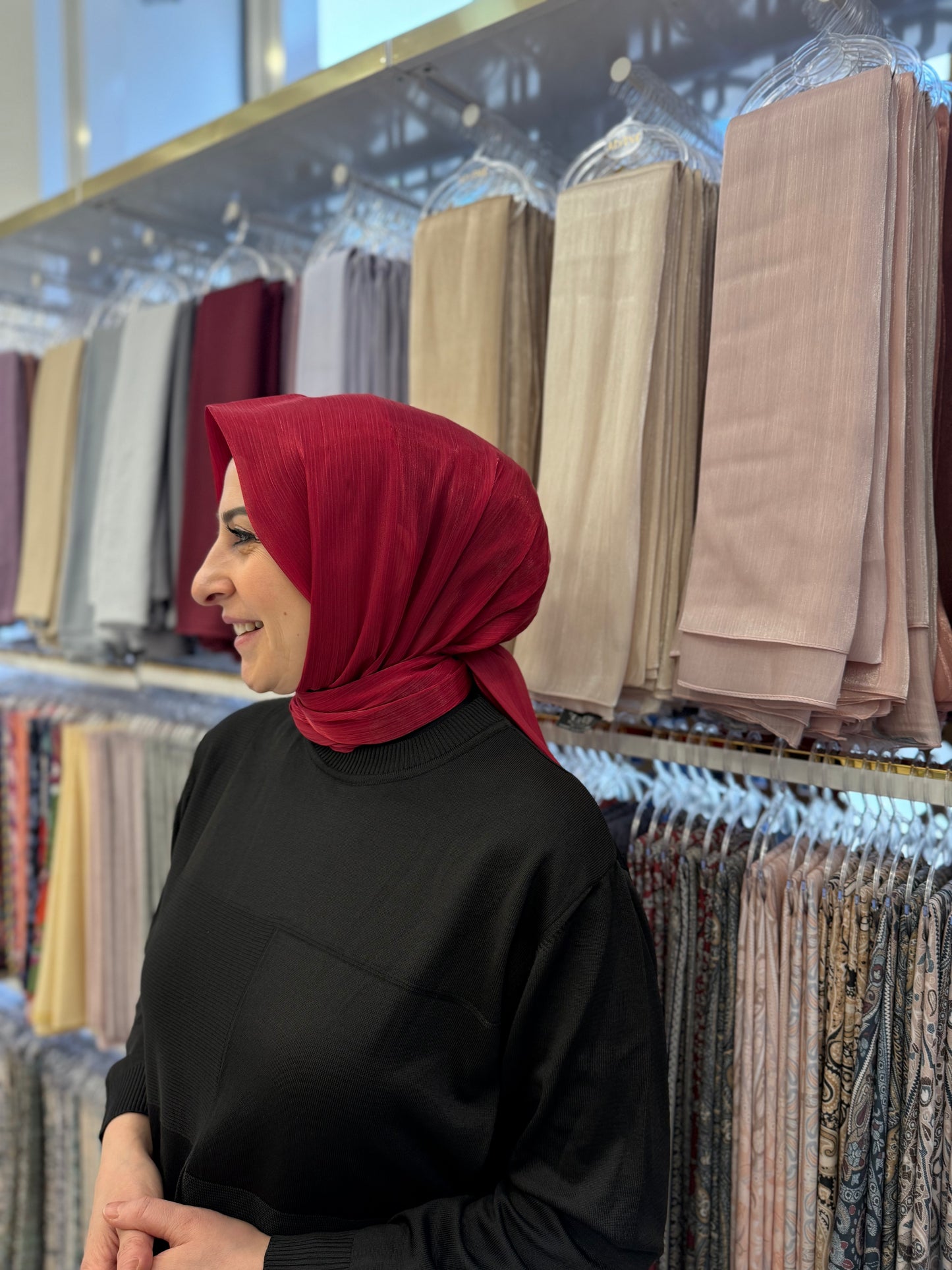 Abiye Şalı Koyu Kırmızı