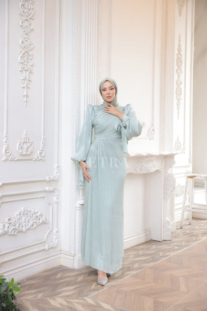 Zarif Taş Detaylı Tesettür Abiye Elbise