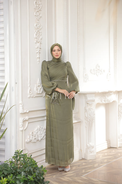 Zarif Taş Detaylı Tesettür Abiye Elbise