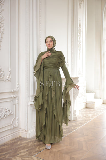 Aura Özel Tasarım Abiye Elbise – A. Zeytin Yeşili