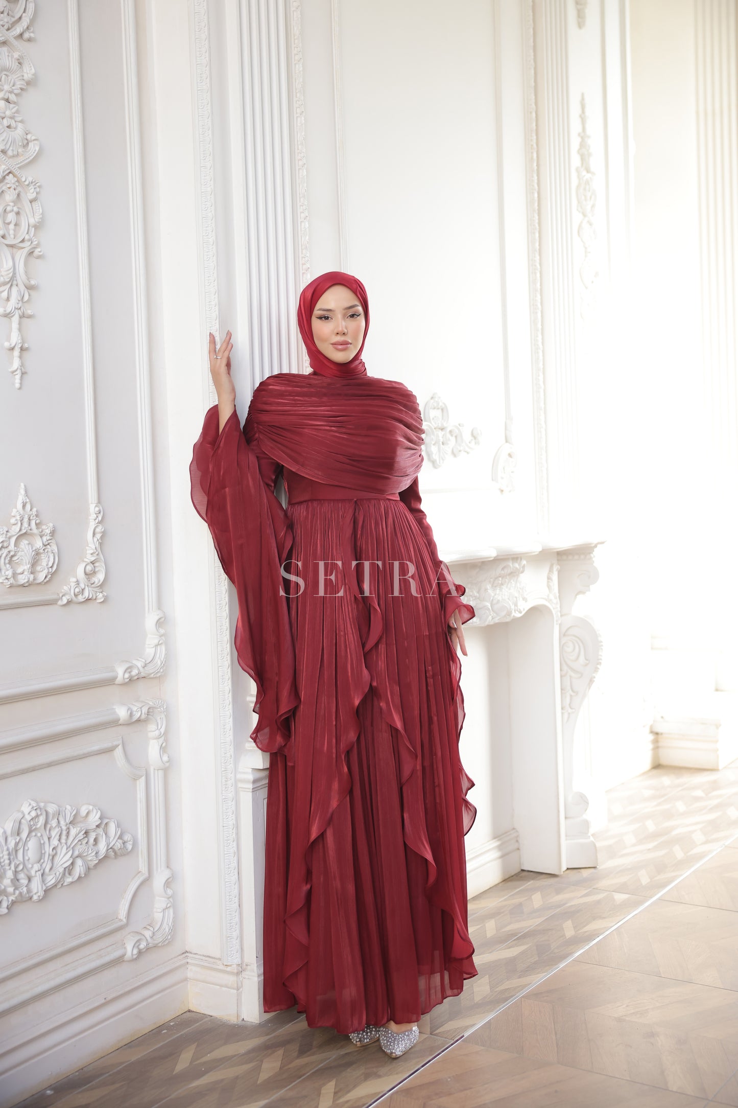 Aura Özel Tasarım Abiye Elbise – Koyu Kırmızı