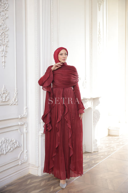 Aura Özel Tasarım Abiye Elbise – Koyu Kırmızı