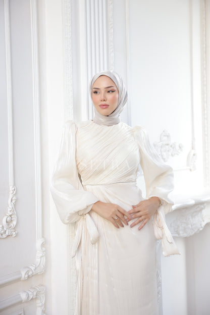 Zarif Taş Detaylı Tesettür Abiye Elbise