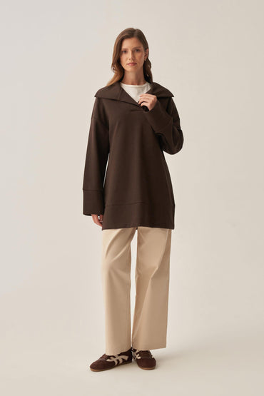 Polo Yaka İnterlok Sweatshirt