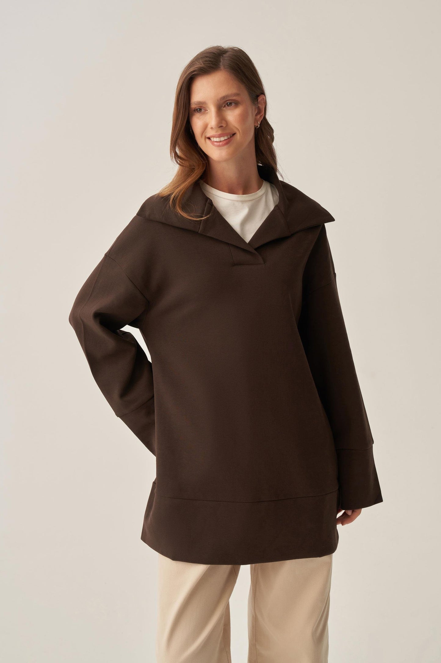 Polo Yaka İnterlok Sweatshirt