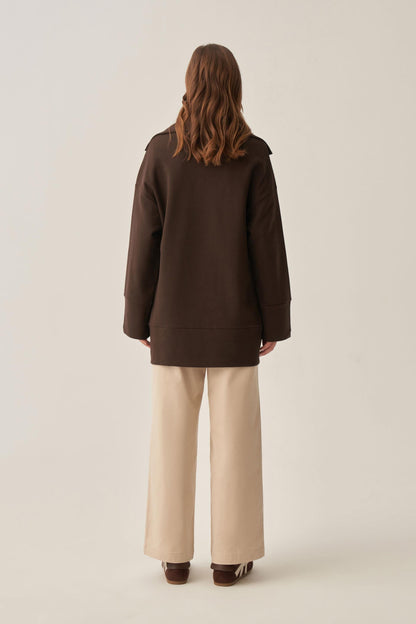 Polo Yaka İnterlok Sweatshirt