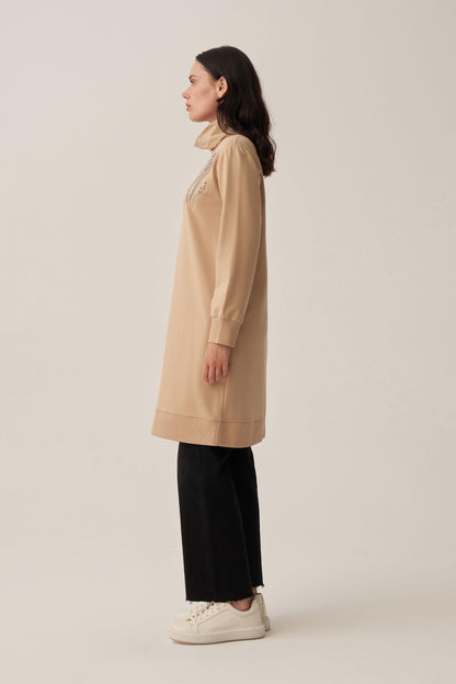 Taş İşlemeli Pamuklu Tunik