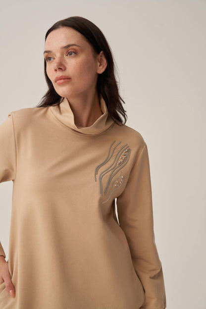 Taş İşlemeli Pamuklu Tunik