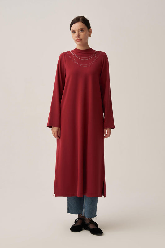 Pamuklu Zincir İşlemeli Tunik