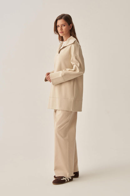 Polo Yaka İnterlok Sweatshirt