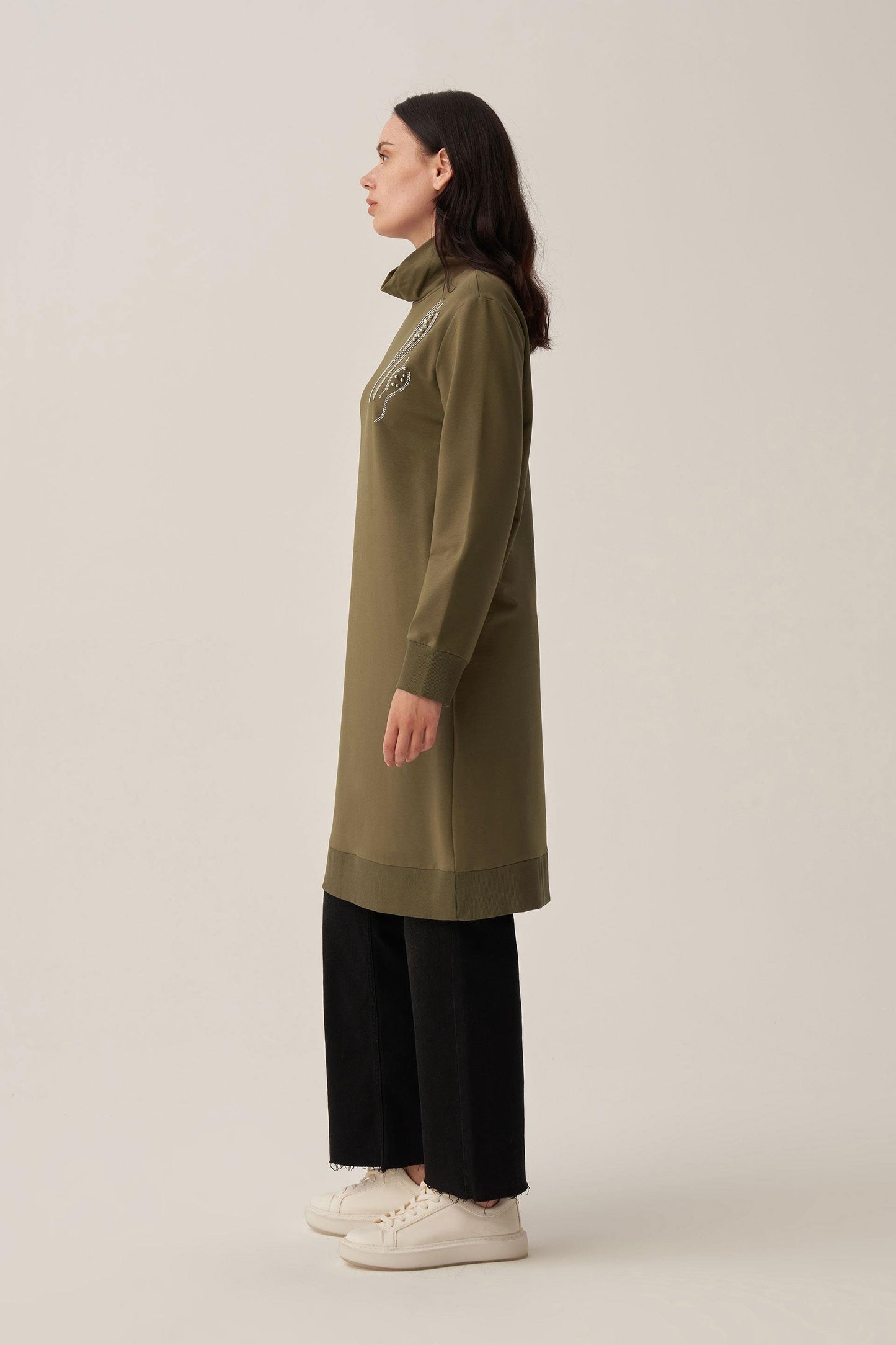 Taş İşlemeli Pamuklu Tunik