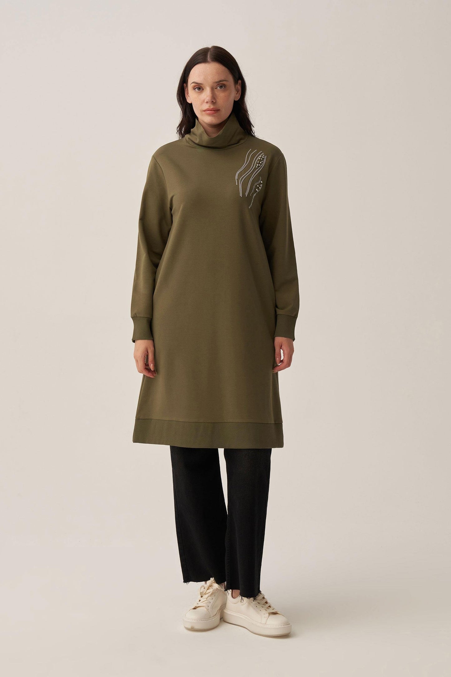 Taş İşlemeli Pamuklu Tunik