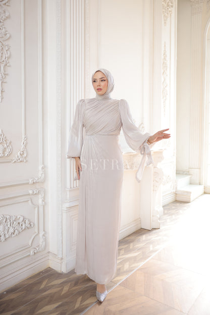 Zarif Taş Detaylı Tesettür Abiye Elbise