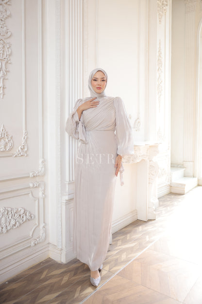 Zarif Taş Detaylı Tesettür Abiye Elbise