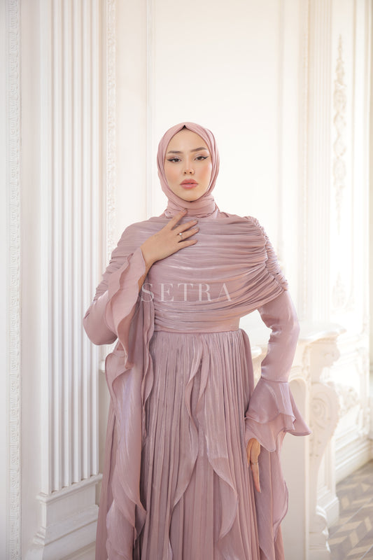 Aura Özel Tasarım Abiye Elbise – Pembe Altın