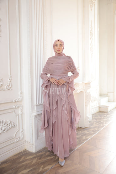 Aura Özel Tasarım Abiye Elbise – Pembe Altın