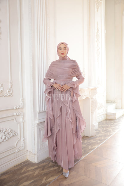 Aura Özel Tasarım Abiye Elbise – Pembe Altın