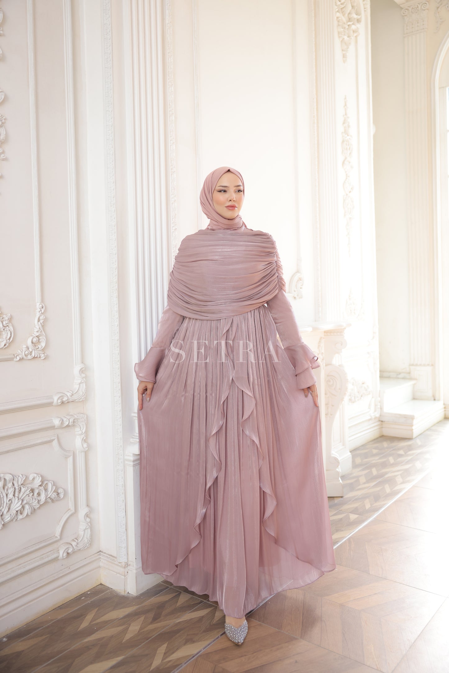 Aura Özel Tasarım Abiye Elbise – Pembe Altın