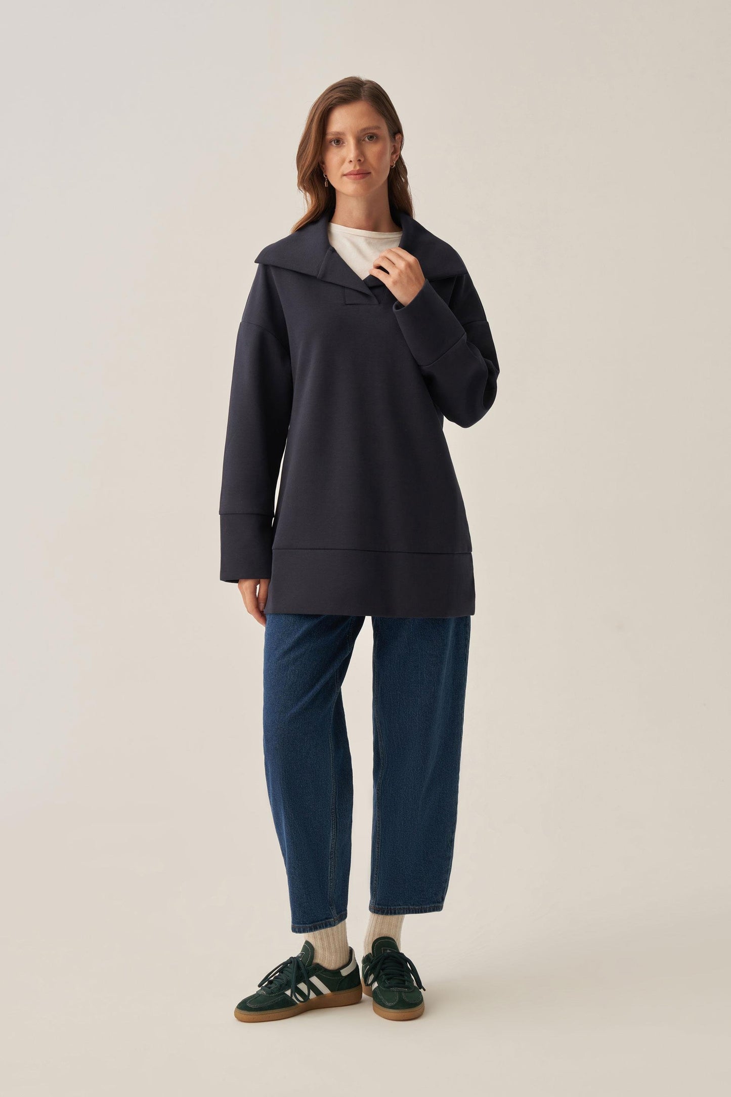 Polo Yaka İnterlok Sweatshirt