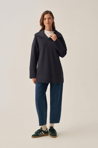 Polo Yaka İnterlok Sweatshirt