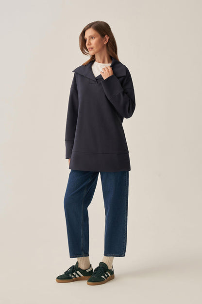 Polo Yaka İnterlok Sweatshirt