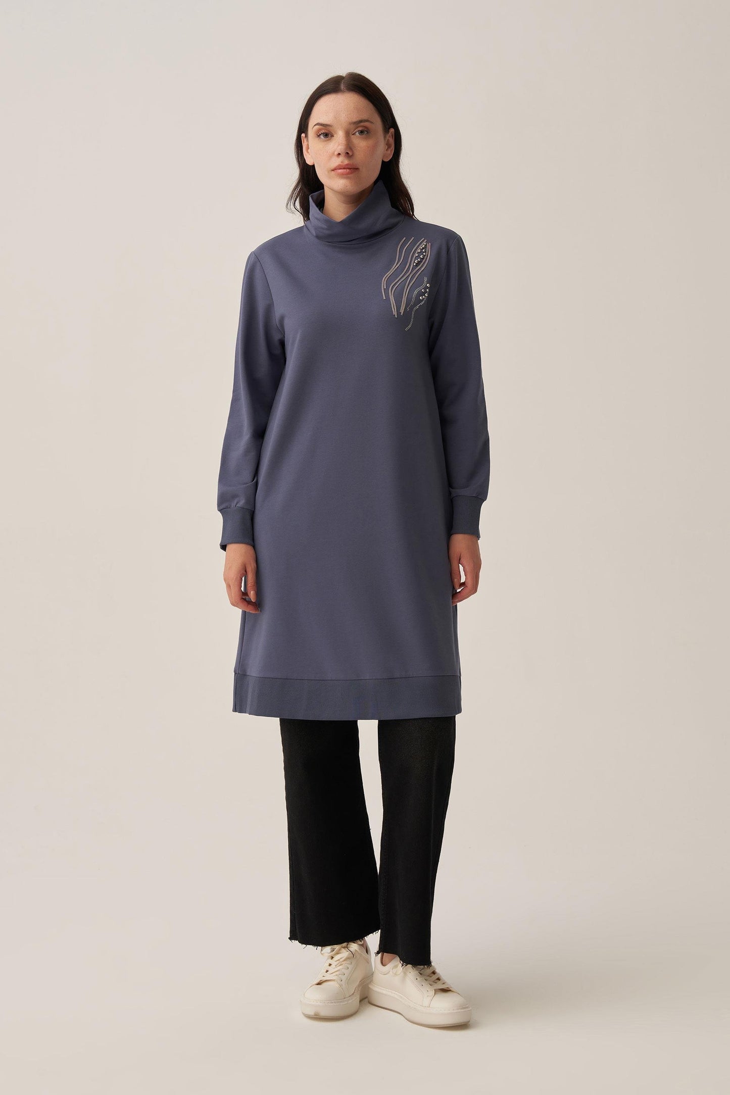 Taş İşlemeli Pamuklu Tunik