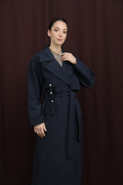 Düğme Detaylı Trençkot